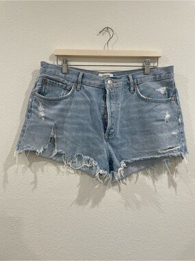 AGOLDE High-Rise Distressed Denim Shorts Light Wash Cut Off Size 31